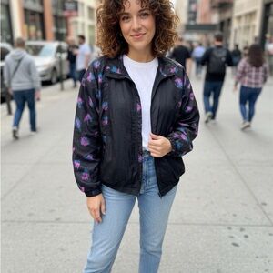 Vintage Lavon 80’s 90’s Nylon Windbreaker Track Jacket Black Pink Blue XL